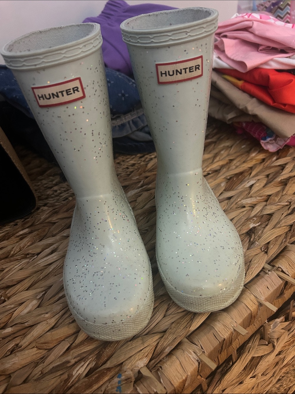 Hunter Kids Glitter Rain Boots - Pale Mint